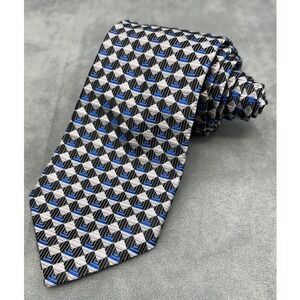 Arrow Geometric Silk Necktie Mens Black Blue Silver USA Classic Office Business